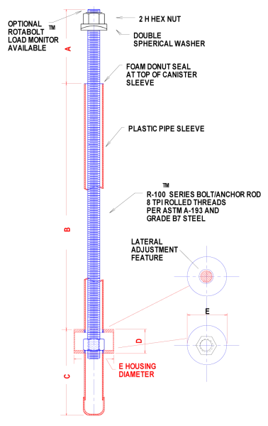 Rowan Adjustable Canister Anchor Bolt