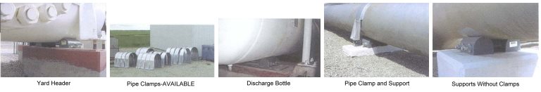 Tulsa Pipe Supports - Yard Header - Discharge Bottle - Pipe and Clamp Support